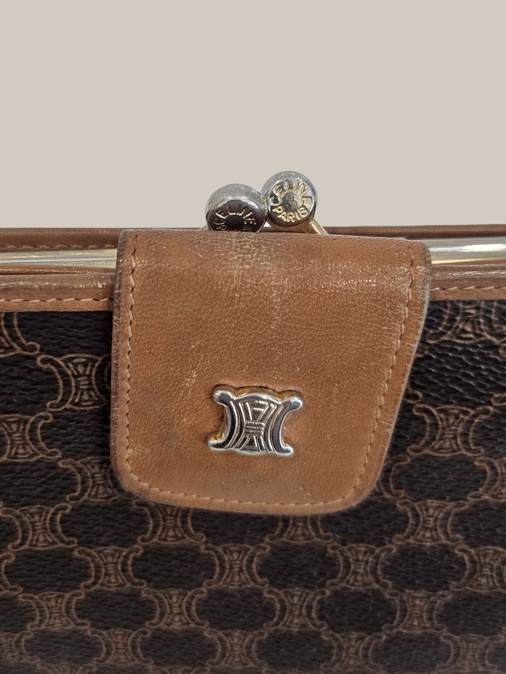 CELINE Brown Triomphe Canvas Leather Wallet - Picture 10 of 16